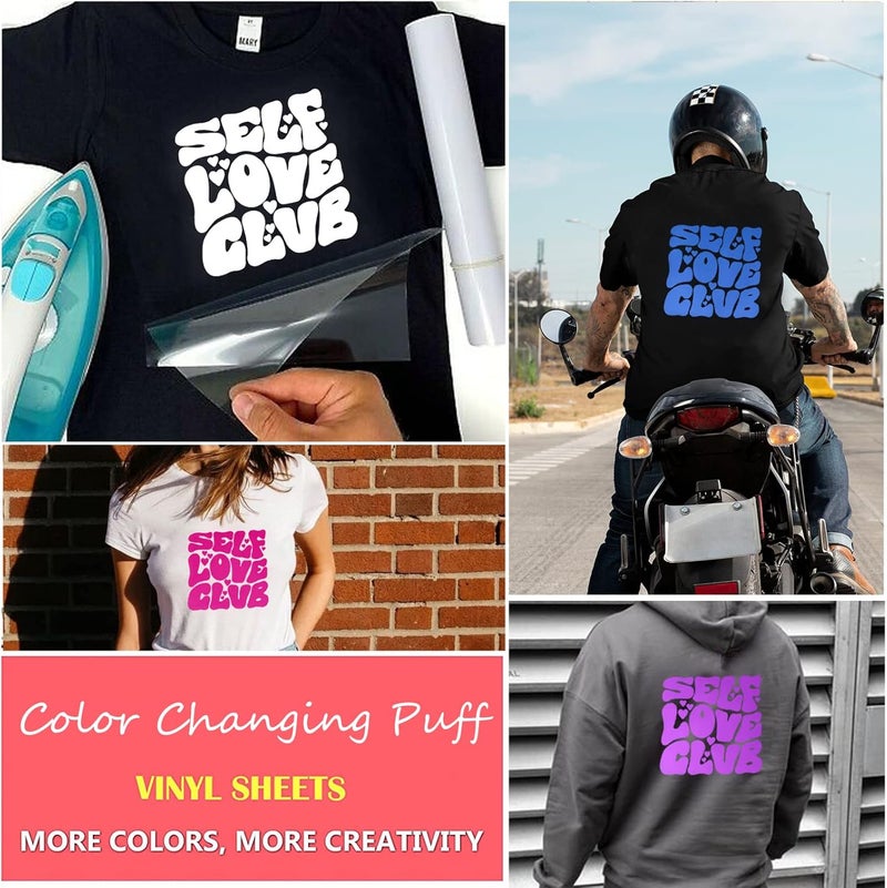 TransWonder UV Color Changing Puff Vinyl Heat Transfer 3D Foaming Heat Transfer Vinyl - 12"x6' Color Changing Puff Vinyl for T Shirts Compatible with Cricut Air or Maker(White to Purple) - Image 5